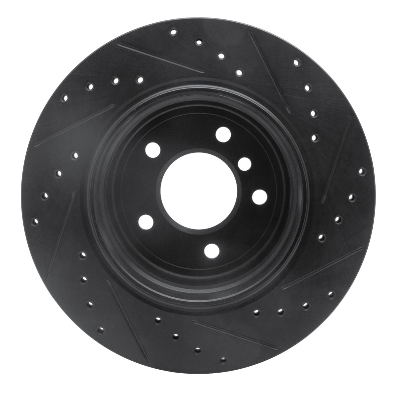BMW 528I xDrive Brake Rotor (1) - Rear Left - R1 Concepts - Drilled & Slotted - Black - `06-`10